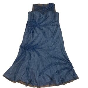 Fouy Chov Couture New York Women's 16/18 Slate Blue Embellished‎ Evening Gown